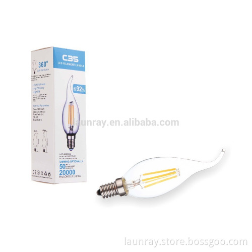 E14 High Lumen Brightness 2W Candle Filament Bulb